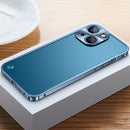 Metal Frame Frosted PC Shockproof Phone Case For iPhone 13 mini(Ocean Blue)