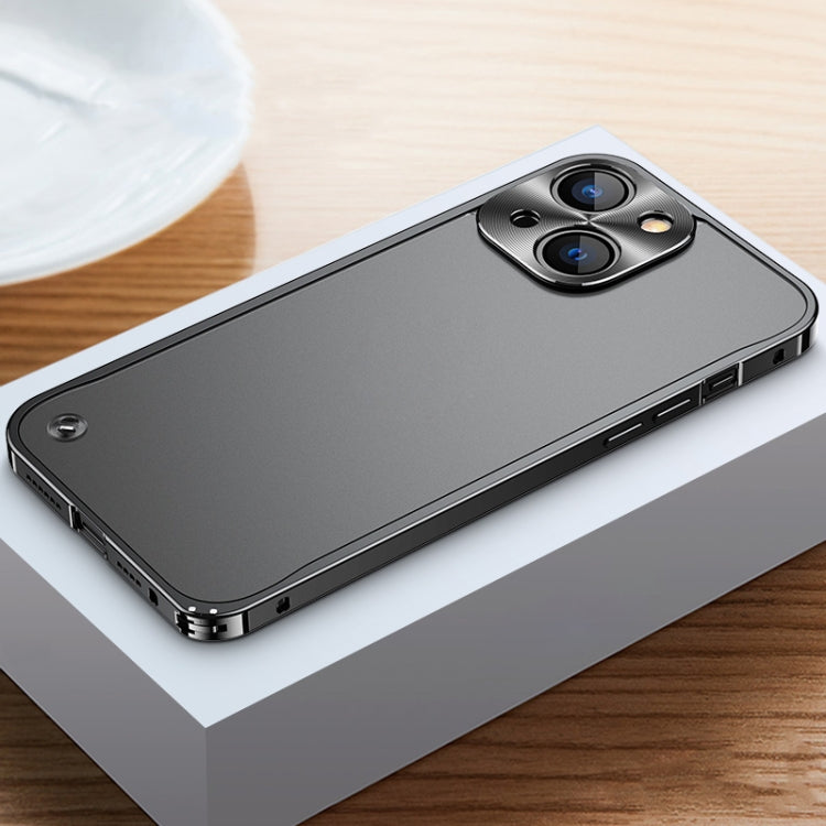 Metal Frame Frosted PC Shockproof Phone Case For iPhone 13 mini(Black)