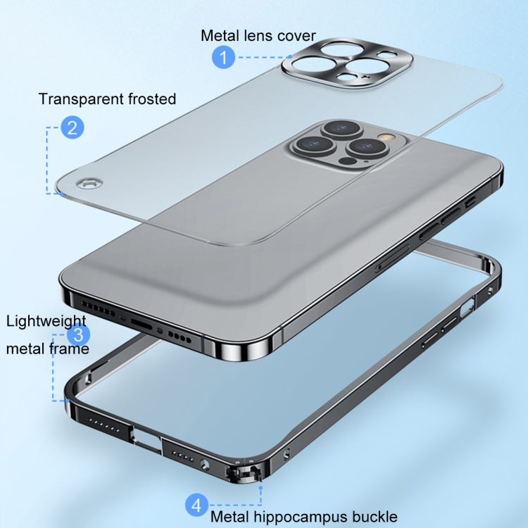 Metal Frame Frosted PC Shockproof Phone Case For iPhone 13 mini(Black)