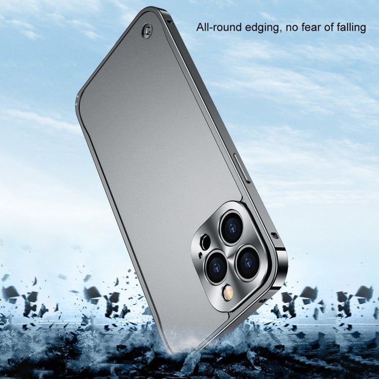 Metal Frame Frosted PC Shockproof Phone Case For iPhone 13 mini(Black)