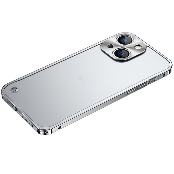 Metal Frame Frosted PC Shockproof Phone Case For iPhone 13(Silver)