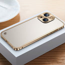 Metal Frame Frosted PC Shockproof Phone Case For iPhone 13(Gold)