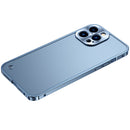 Metal Frame Frosted PC Shockproof Phone Case For iPhone 13 Pro(Ocean Blue)