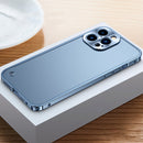 Metal Frame Frosted PC Shockproof Phone Case For iPhone 13 Pro Max(Ocean Blue)