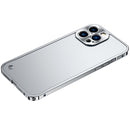 Metal Frame Frosted PC Shockproof Phone Case For iPhone 13 Pro Max(Silver)