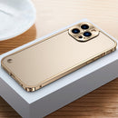 Metal Frame Frosted PC Shockproof Phone Case For iPhone 13 Pro Max(Gold)