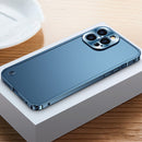 Metal Frame Frosted PC Shockproof Phone Case For iPhone 12 Pro Max(Ocean Blue)