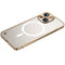 For iPhone 13 mini Metal Frame Frosted PC Shockproof Magsafe Case (Gold)