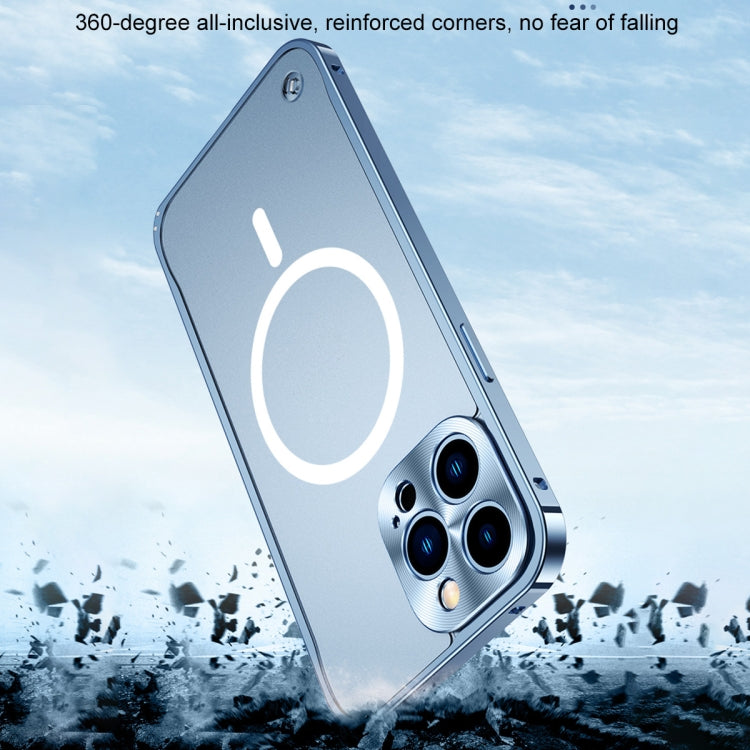 Metal Frame Frosted PC Shockproof Magsafe Case For iPhone 13 mini(Ocean Blue)