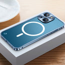 Metal Frame Frosted PC Shockproof Magsafe Case For iPhone 13(Ocean Blue)