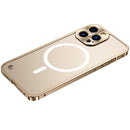Metal Frame Frosted PC Shockproof Magsafe Case For iPhone 13 Pro Max(Gold)