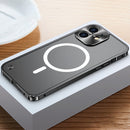 For iPhone 12 mini Metal Frame Frosted PC Shockproof Magsafe Case (Black)
