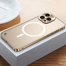 For iPhone 12 Pro Max Metal Frame Frosted PC Shockproof Magsafe Case(Gold)