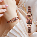 OLEVS 5501 Diamond Small Dial Tungsten Steel Bracelet Quartz Watch for Ladies(Rose Gold)