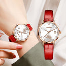 JIN SHI DUN 8825 Love Heart Digital Pattern Round Diamond Dial Quartz Couple Watch(Charm Red)