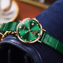 JIN SHI DUN 8825 Love Heart Digital Pattern Round Diamond Dial Quartz Couple Watch(Vintage Green)