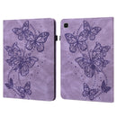For Samsung Galaxy Tab A7 Lite T220/T225 Embossed Butterfly Pattern Horizontal Flip Leather Tablet Case(Purple)