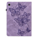 For Samsung Galaxy Tab A7 Lite T220/T225 Embossed Butterfly Pattern Horizontal Flip Leather Tablet Case(Purple)