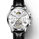 OLEVS 9912 Hollow Flywheel Week Calendar Dial Luminous Mechanical Watch for Men(Silver Shell White Surface)