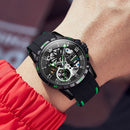 OLEVS 9918 Hollow Dial Silicone Strap Luminous Mechanical Watch for Men(All Black and Green Surface)