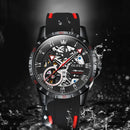 OLEVS 9918 Hollow Dial Silicone Strap Luminous Mechanical Watch for Men(All Black and Red Surface)