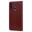 For Galaxy A20s Rose Embossed Horizontal Flip PU Leather Case, with Holder & Card Slots & Wallet(Brown)