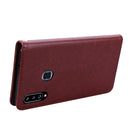 For Galaxy A20s Rose Embossed Horizontal Flip PU Leather Case, with Holder & Card Slots & Wallet(Brown)