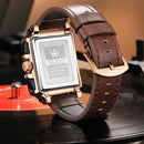 OLEVS 9919 Square Dial Chronograph Luminous Quartz Watch for Men(Black Leather All Black)