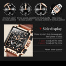 OLEVS 9919 Square Dial Chronograph Luminous Quartz Watch for Men(Black Leather All Black)