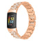 For Fitbit Charge 5 Diamond Stainless Steel Watch Band(Rose Gold)