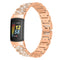 For Fitbit Charge 5 Diamond Stainless Steel Watch Band(Rose Gold)
