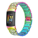 For Fitbit Charge 5 Diamond Stainless Steel Watch Band(Colorful)