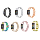 For Fitbit Charge 5 Diamond Stainless Steel Watch Band(Black)