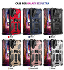 For Samsung Galaxy S22 Ultra 5G Armor Shockproof TPU + PC Magnetic Protective Phone Case with Holder(Rose Gold)