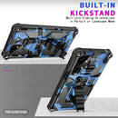 For Samsung Galaxy S22 Ultra 5G Camouflage Armor Shockproof TPU + PC Magnetic Protective Phone Case with Holder(Dark Blue)