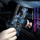 For Samsung Galaxy S22 Ultra 5G Camouflage Armor Shockproof TPU + PC Magnetic Protective Phone Case with Holder(Dark Blue)