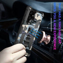 For Samsung Galaxy S22 Ultra 5G Camouflage Armor Shockproof TPU + PC Magnetic Protective Phone Case with Holder(Light Blue)