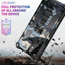 For Samsung Galaxy S22 Ultra 5G Camouflage Armor Shockproof TPU + PC Magnetic Protective Phone Case with Holder(Light Blue)
