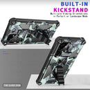 For Samsung Galaxy S22 Ultra 5G Camouflage Armor Shockproof TPU + PC Magnetic Protective Phone Case with Holder(Mint Green)
