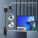 AN100 3 in 1 IP68 Waterproof USB-C / Type-C + Micro USB + USB Dual Cameras Industrial Digital Endoscope with 9 LEDs, Support Android System, Lens Diameter: 5.5mm, Length:5m Soft Cable