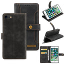 Copper Buckle Horizontal Flip Leather Phone Case with Holder & Card Slots & Wallet For iPhone SE 2022 / SE 2020 / 8 / 7(Black)
