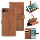 Copper Buckle Horizontal Flip Leather Phone Case with Holder & Card Slots & Wallet For iPhone SE 2022 / SE 2020 / 8 / 7(Brown)