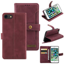 Copper Buckle Horizontal Flip Leather Phone Case with Holder & Card Slots & Wallet For iPhone SE 2022 / SE 2020 / 8 / 7(Maroon)