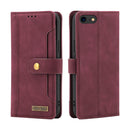 Copper Buckle Horizontal Flip Leather Phone Case with Holder & Card Slots & Wallet For iPhone SE 2022 / SE 2020 / 8 / 7(Maroon)
