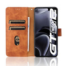 For OPPO Realme GT Neo2 Solid Color Skin Feel Magnetic Buckle Horizontal Flip Calf Texture PU Phone Case(Brown)