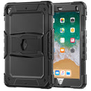 Shockproof Colorful Silicone + Black PC Tablet Protective Case with Holder & Shoulder Strap For iPad 9.7 2018 / 2017(Black)