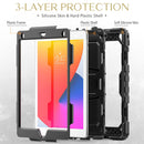 Shockproof Colorful Silicone + Black PC Tablet Protective Case with Holder & Shoulder Strap For iPad 9.7 2018 / 2017(Black)