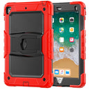 Shockproof Colorful Silicone + Black PC Tablet Protective Case with Holder & Shoulder Strap For iPad 9.7 2018 / 2017(Red)