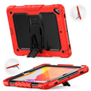 Shockproof Colorful Silicone + Black PC Tablet Protective Case with Holder & Shoulder Strap For iPad 9.7 2018 / 2017(Red)