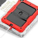 Shockproof Colorful Silicone + Black PC Tablet Protective Case with Holder & Shoulder Strap For iPad 9.7 2018 / 2017(Red)